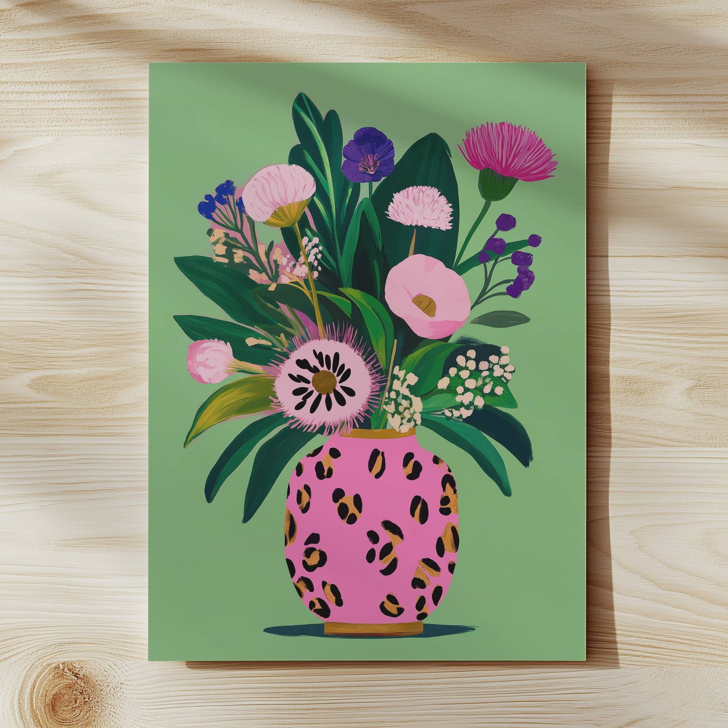 Pink Leopard Wildflower Art Print
