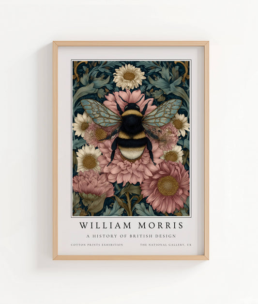 William Morris Bumblebee & Blush Daisy Art Print