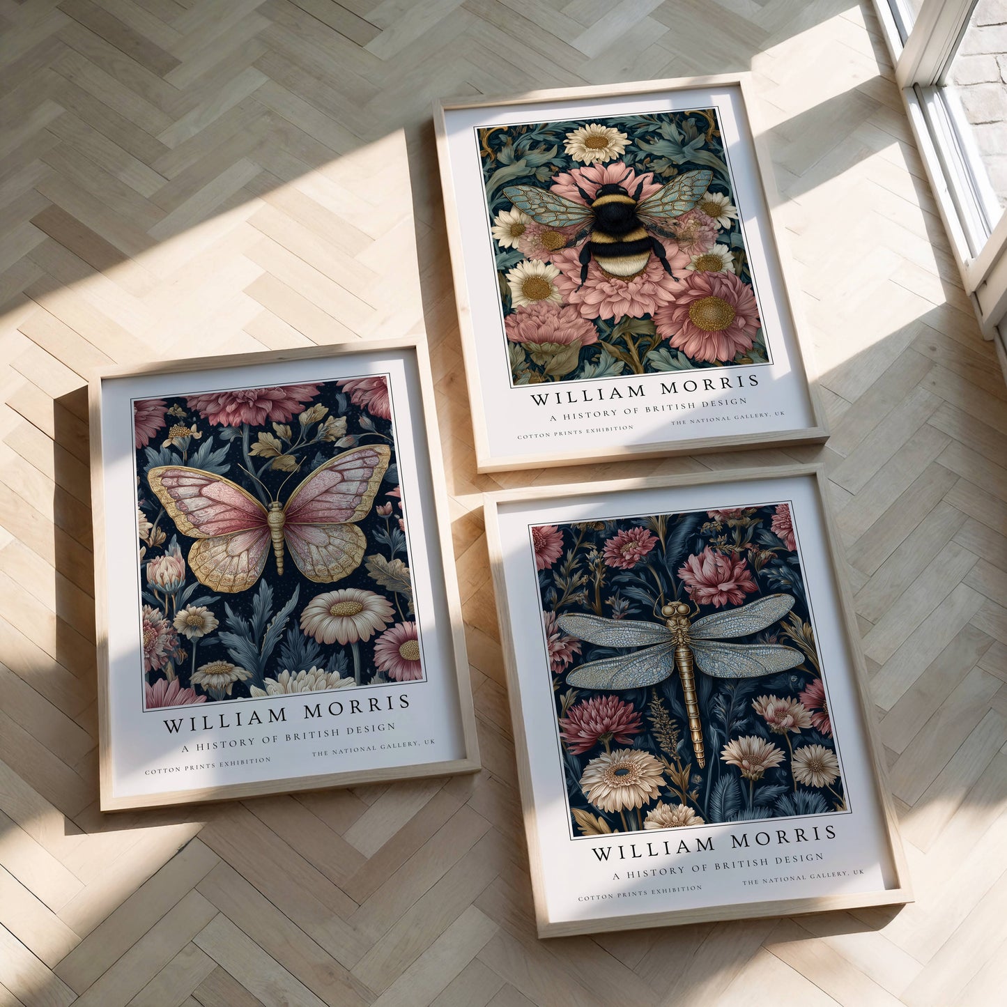 william morris botanical insect art print set