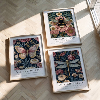 William Morris Botanical Insect Art Print Set