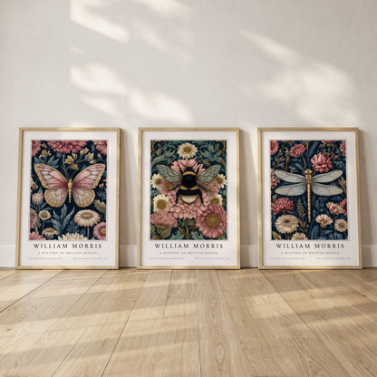 William Morris Botanical Insect Art Print Set