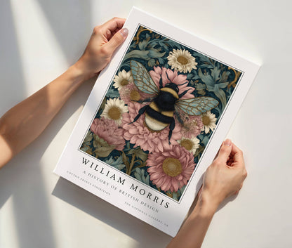 William Morris Bumblebee & Blush Daisy Art Print