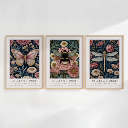 William Morris Botanical Insect Art Print Set
