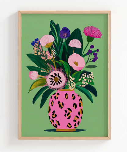 Pink Leopard Wildflower Art Print