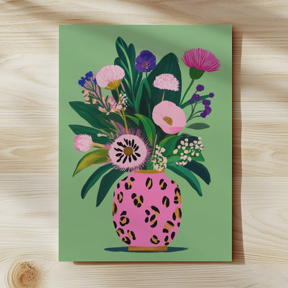 Pink Leopard Wildflower Art Print